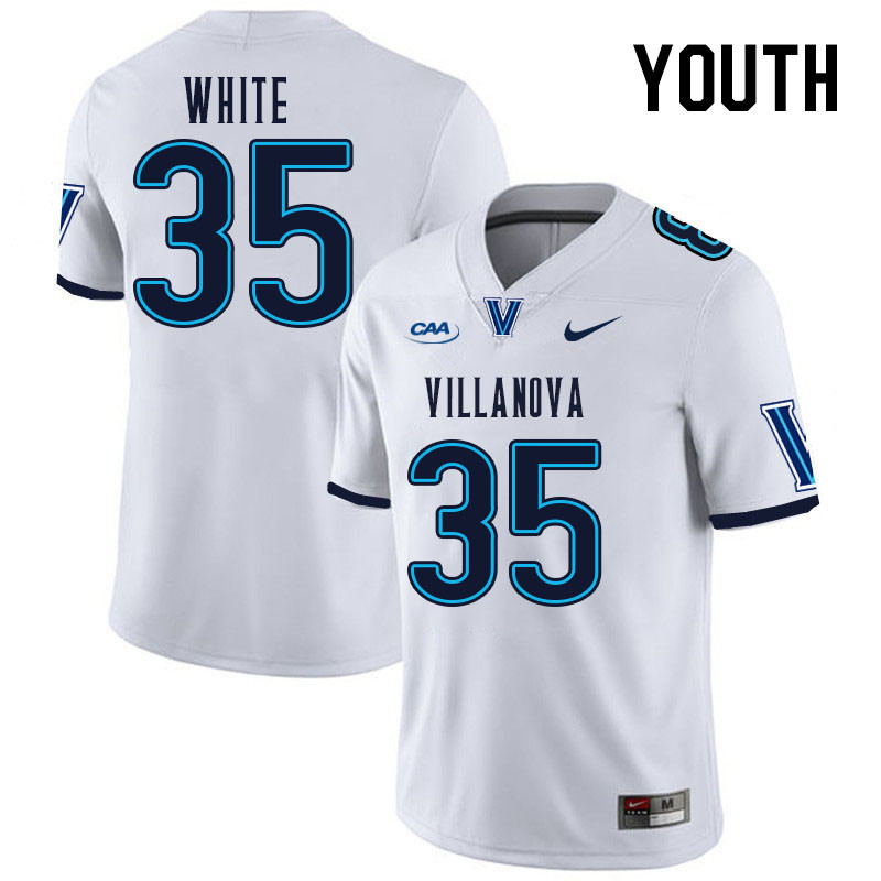 Youth #35 Langston White Villanova Wildcats College Football Jerseys Stitched Sale-White